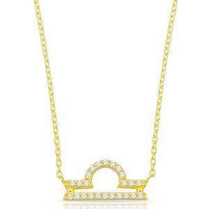 14k Gold Vermeil Libra Zodiac CZ Necklace